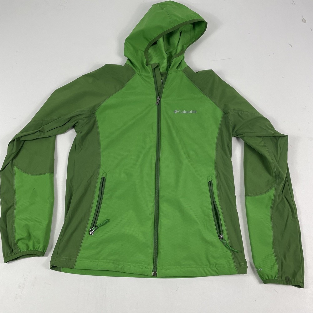 Columbia Jacket Womens Medium Green Omni-Shield Hooded Zip Softshell Windbreaker